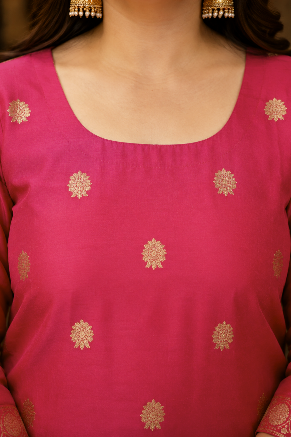 Rohini Pink Jacquard Silk Suit