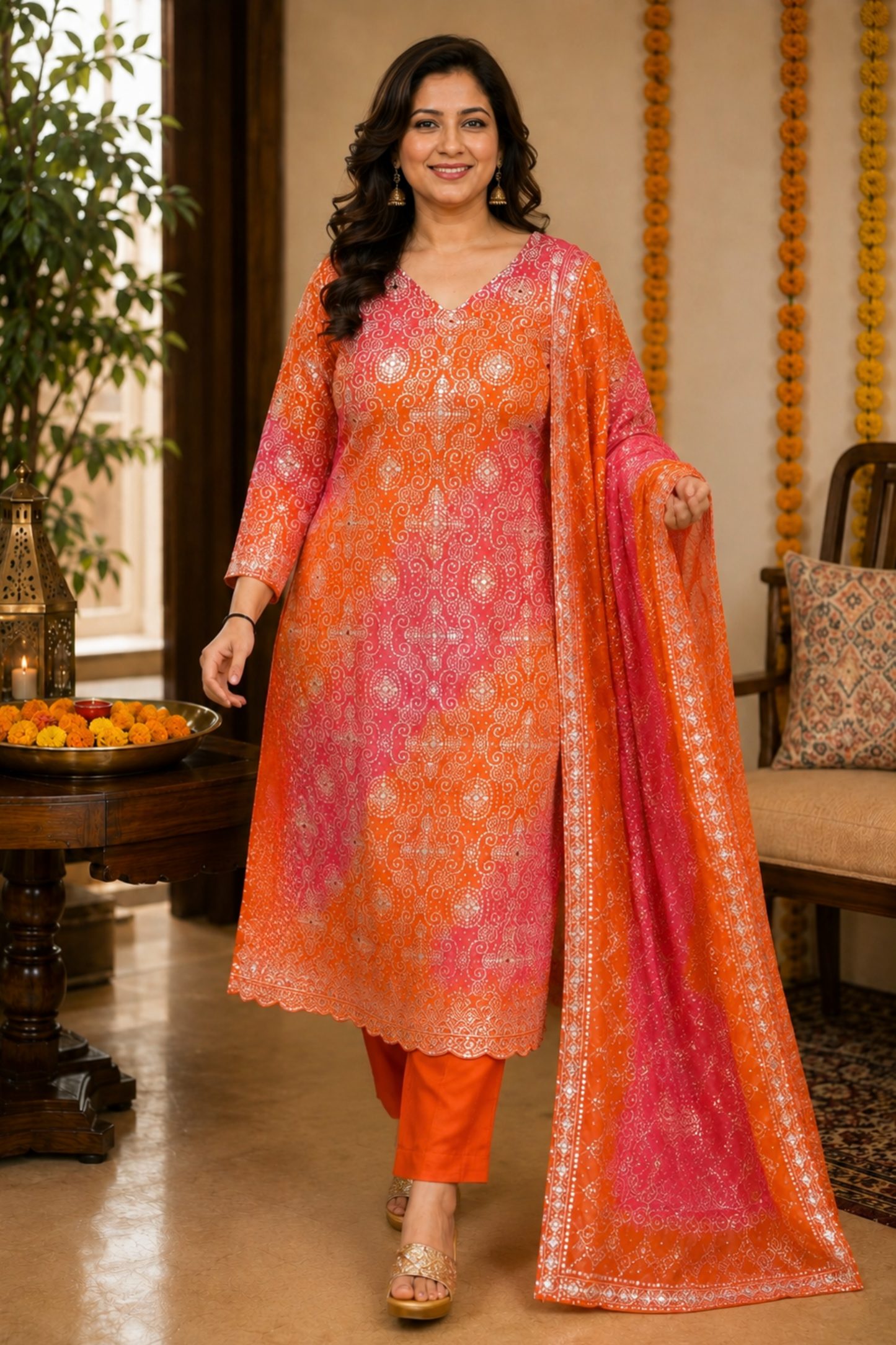 Ruhani Rang Bandhej Suit Set