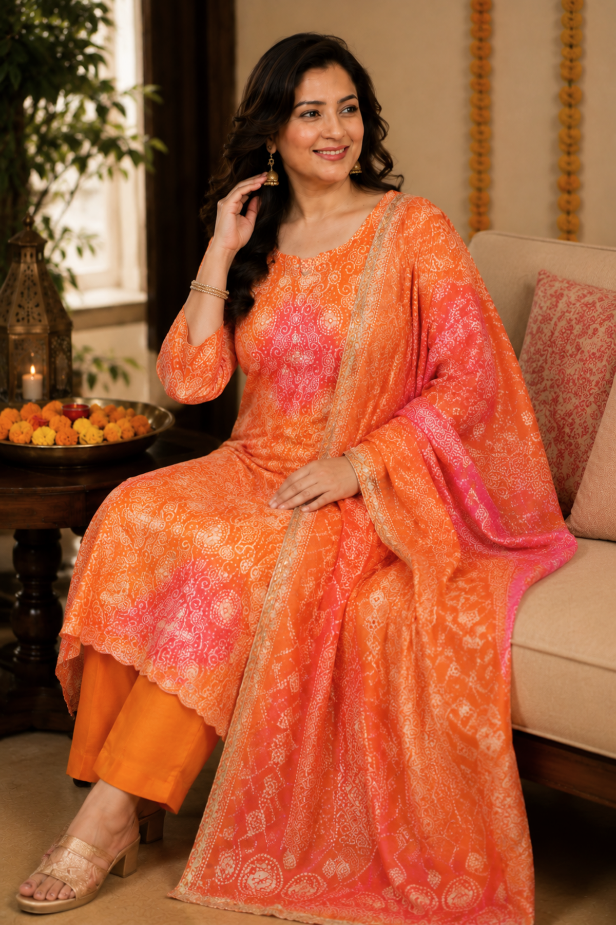 Kesari Gulaal Bandhej Suit Set
