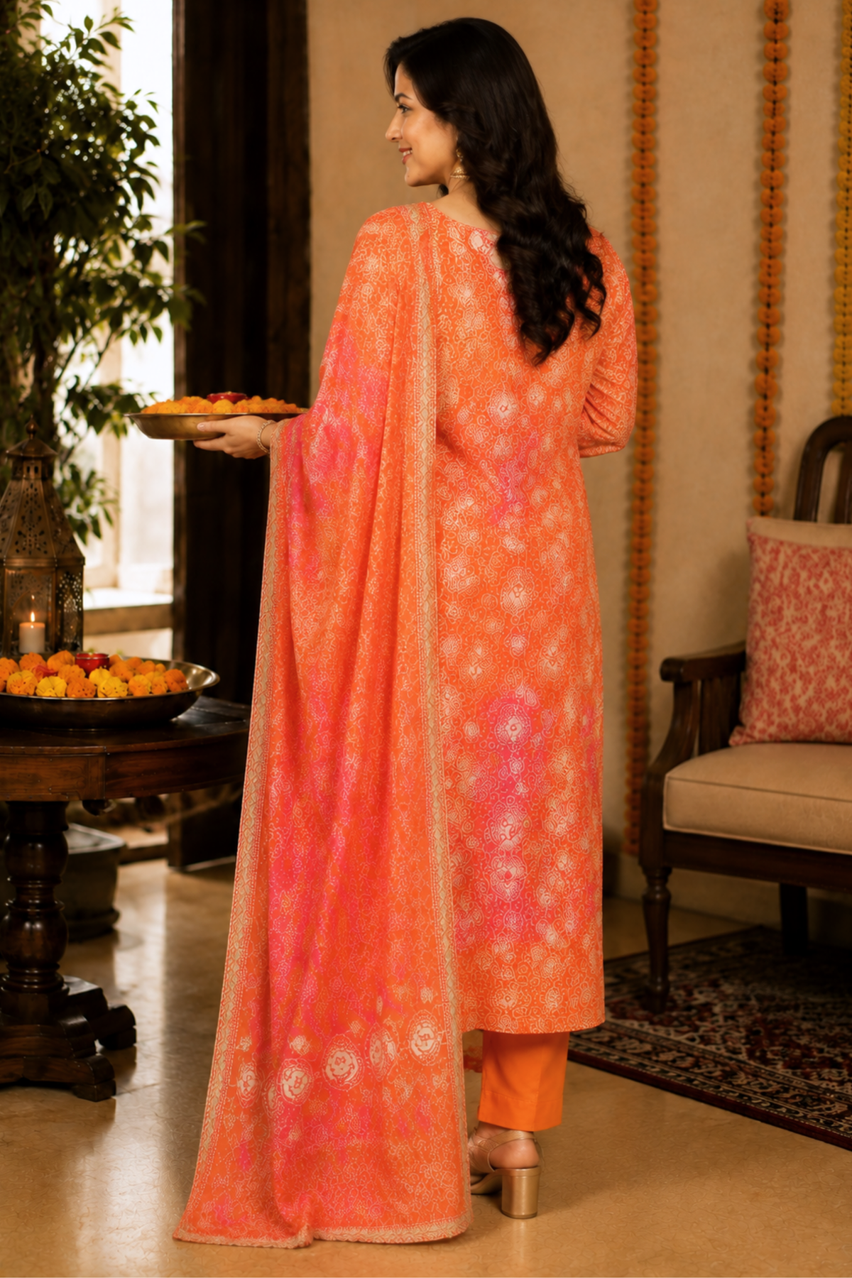 Kesari Gulaal Bandhej Suit Set