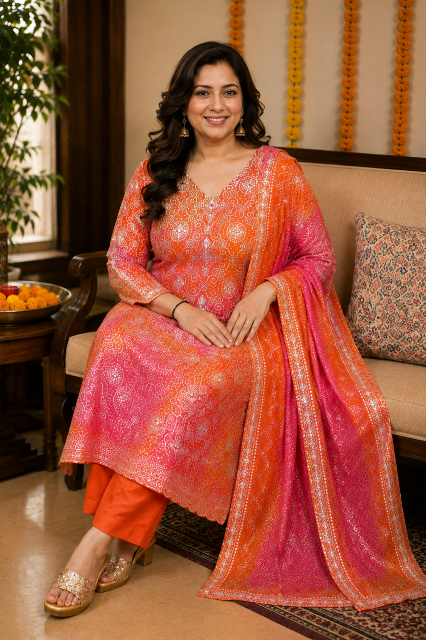 Ruhani Rang Bandhej Suit Set