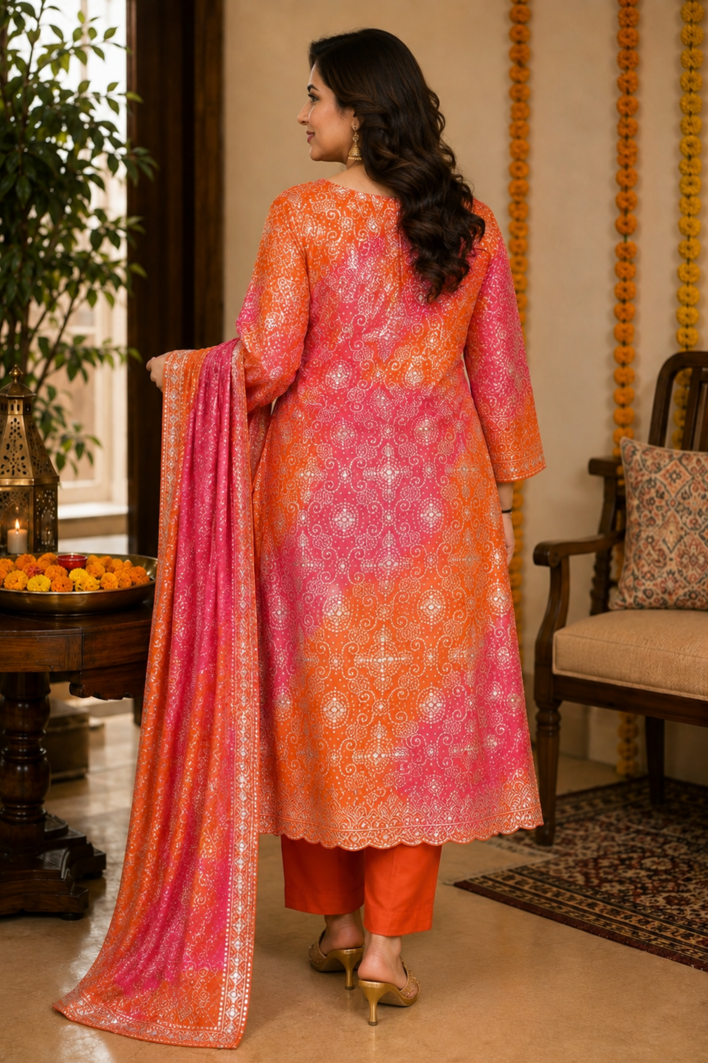 Ruhani Rang Bandhej Suit Set
