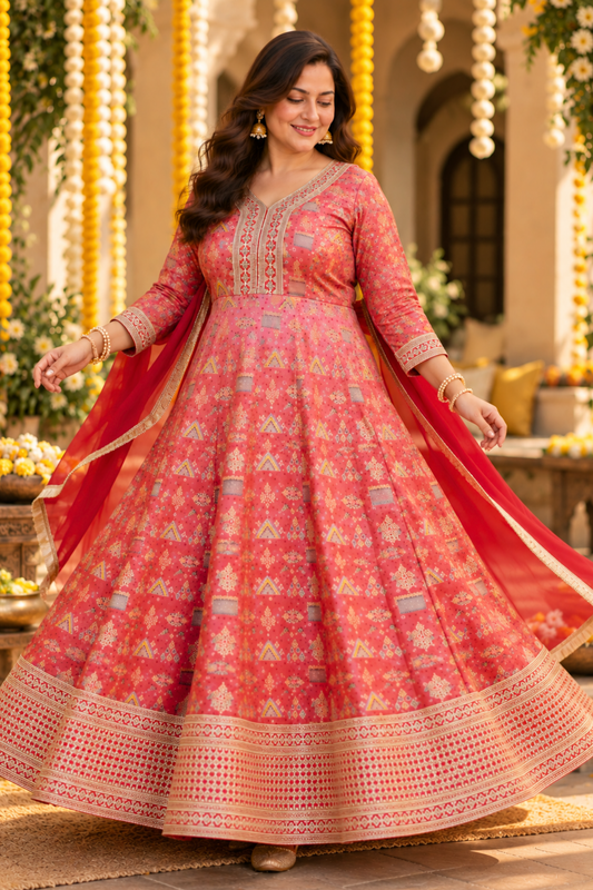 Sarini Sunset Ombre Dress with Zari Work