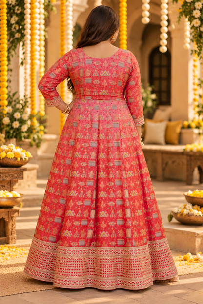 Sarini Sunset Ombre Dress with Zari Work