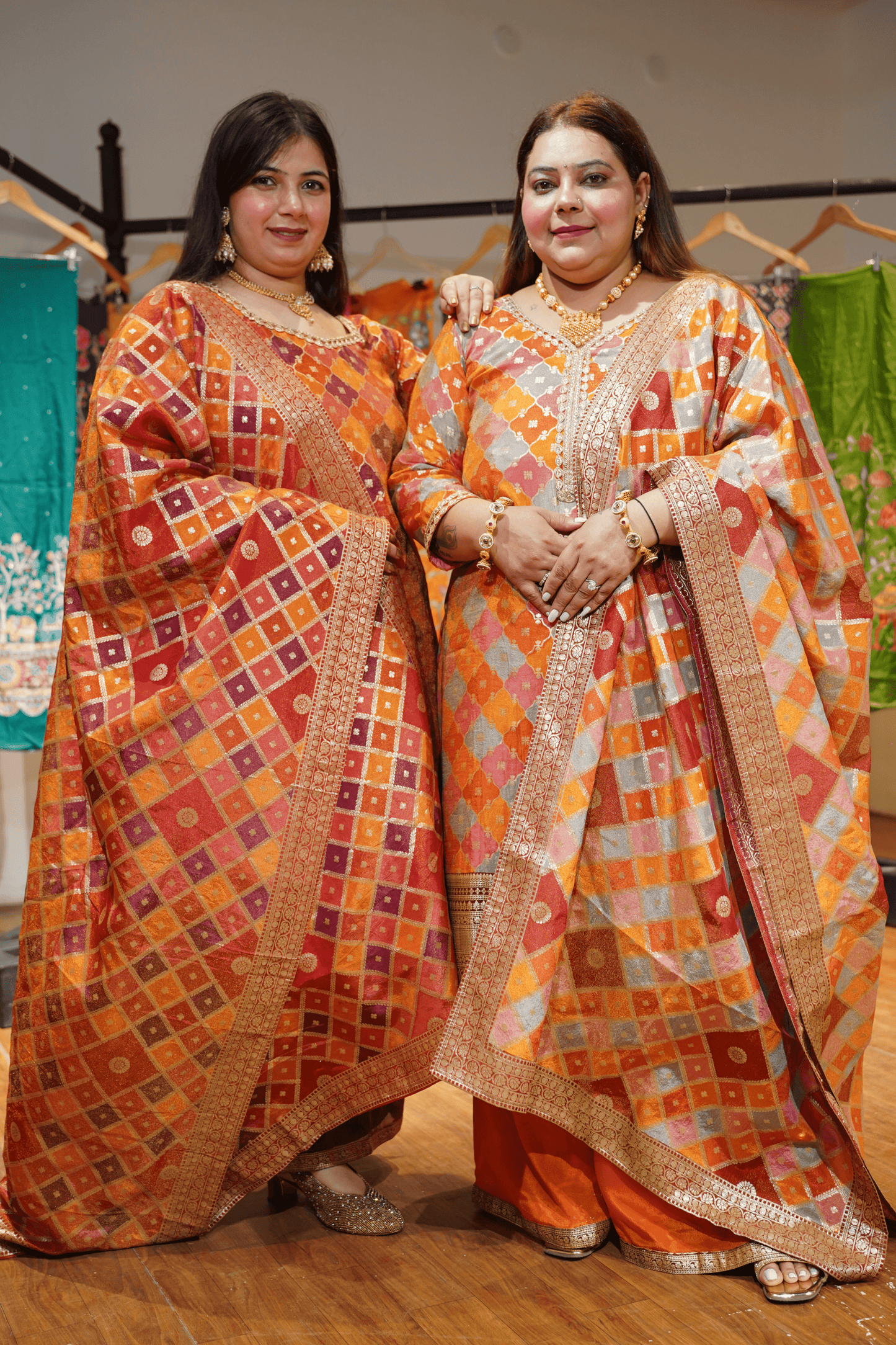 Amaira Saffron Suit Set in Jacquard Silk