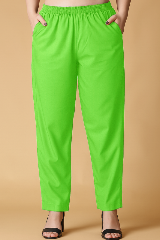 Parrot Green Cotton Kurti Pant