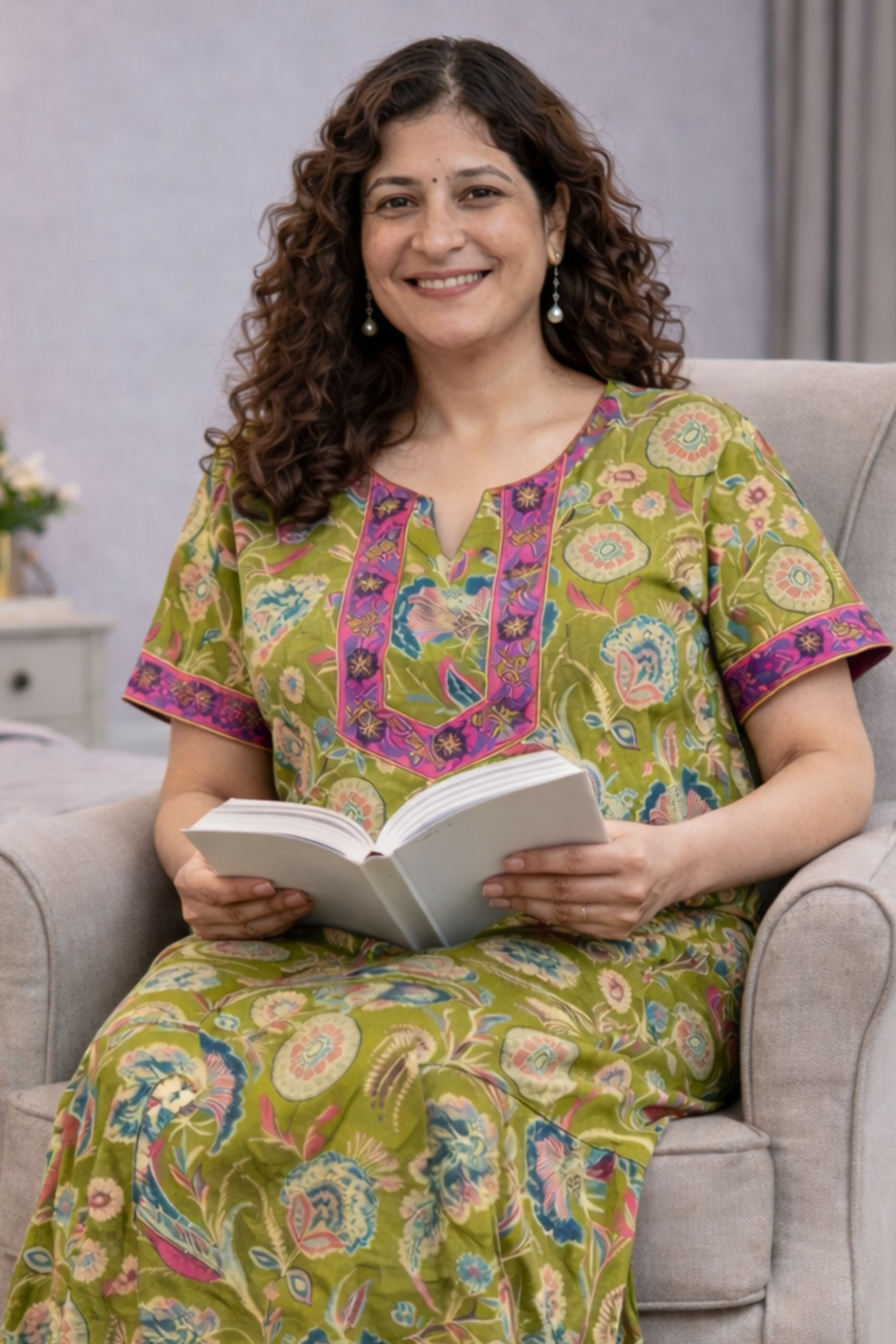 Summer Limeleaf Cotton Night Gown