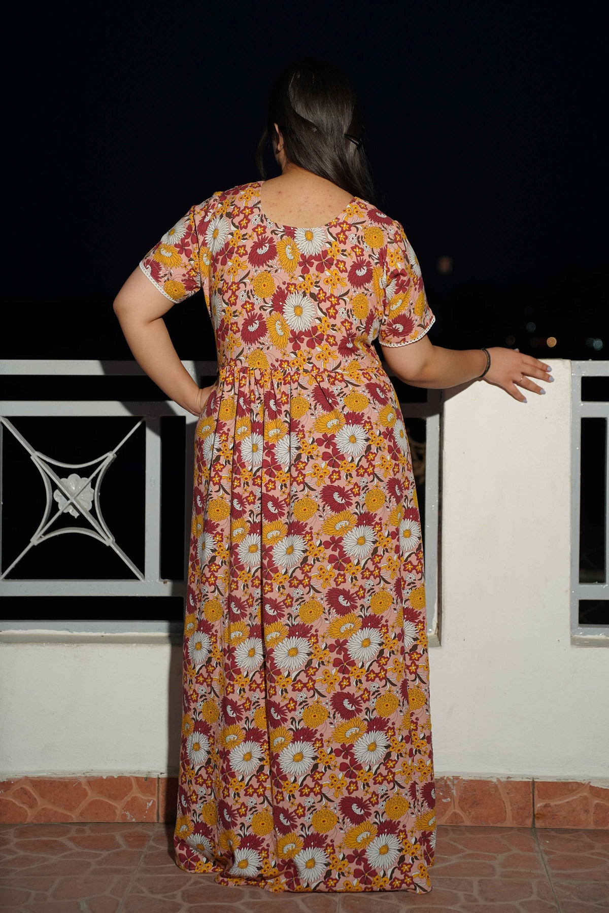 Buy Plus Size ​Floral Vibrance Rayon Night Gown At Apella | Sizes XS to 10 XL | India | Free Delivery | Customized