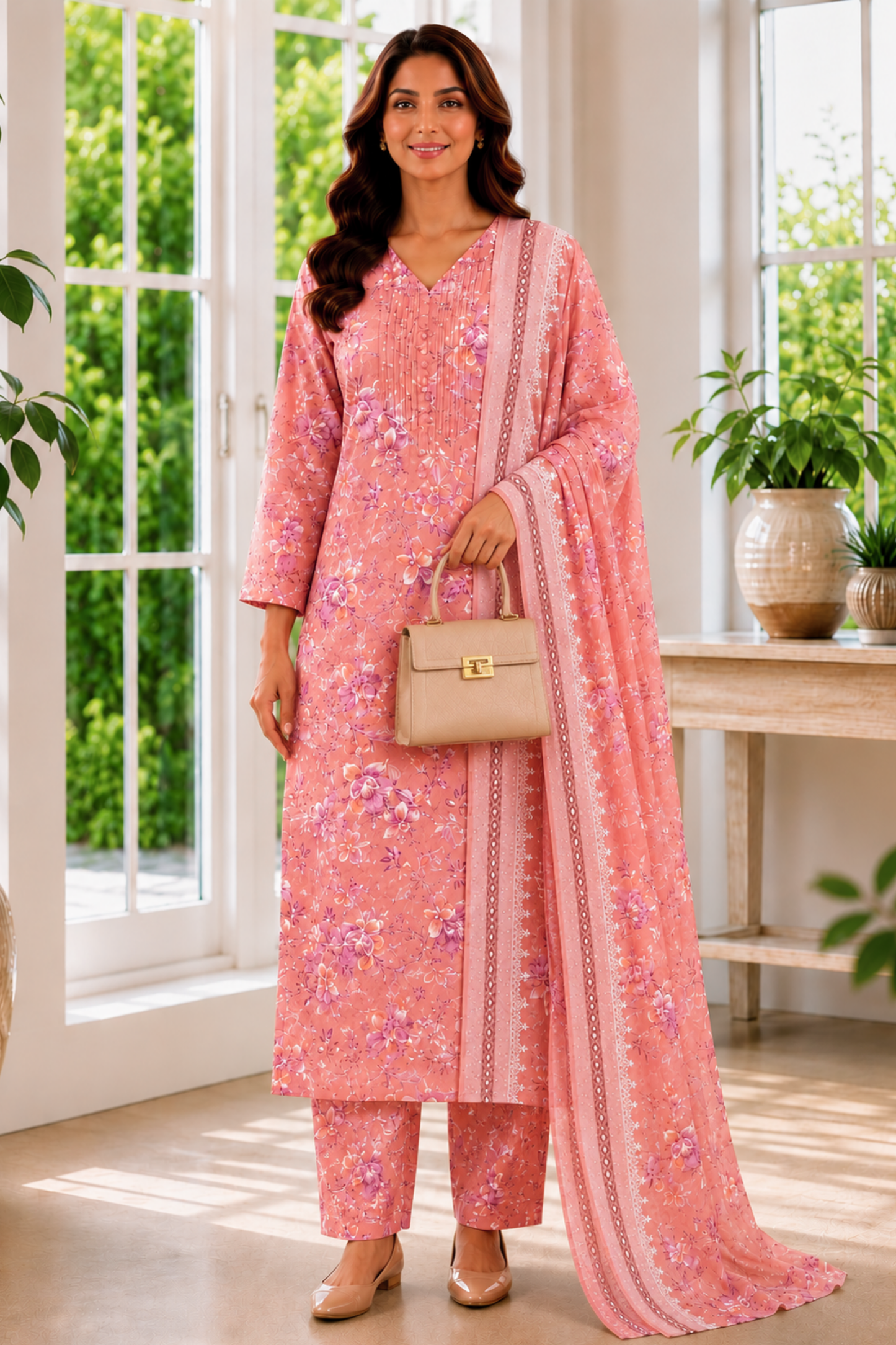 Rose Arbor Foiled Cotton Kurta Set