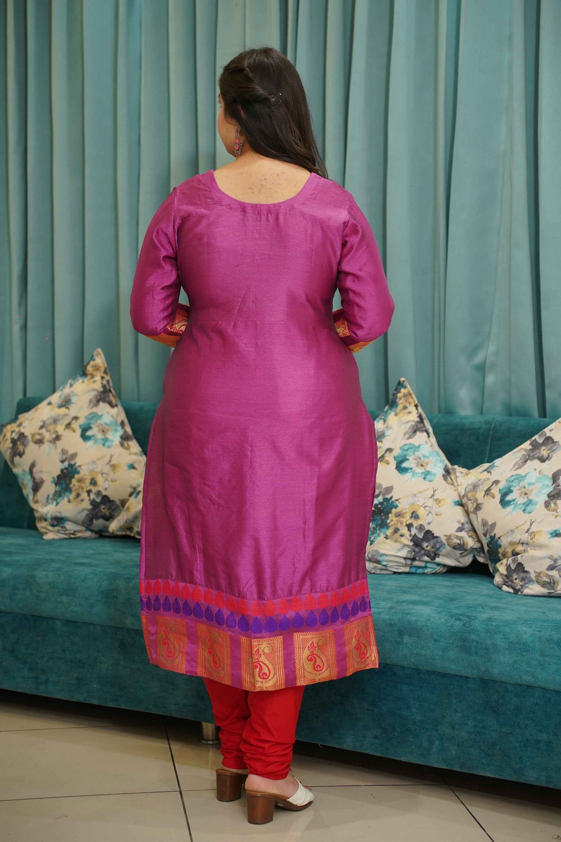 Fuchsia Flame Churidar Suit Set