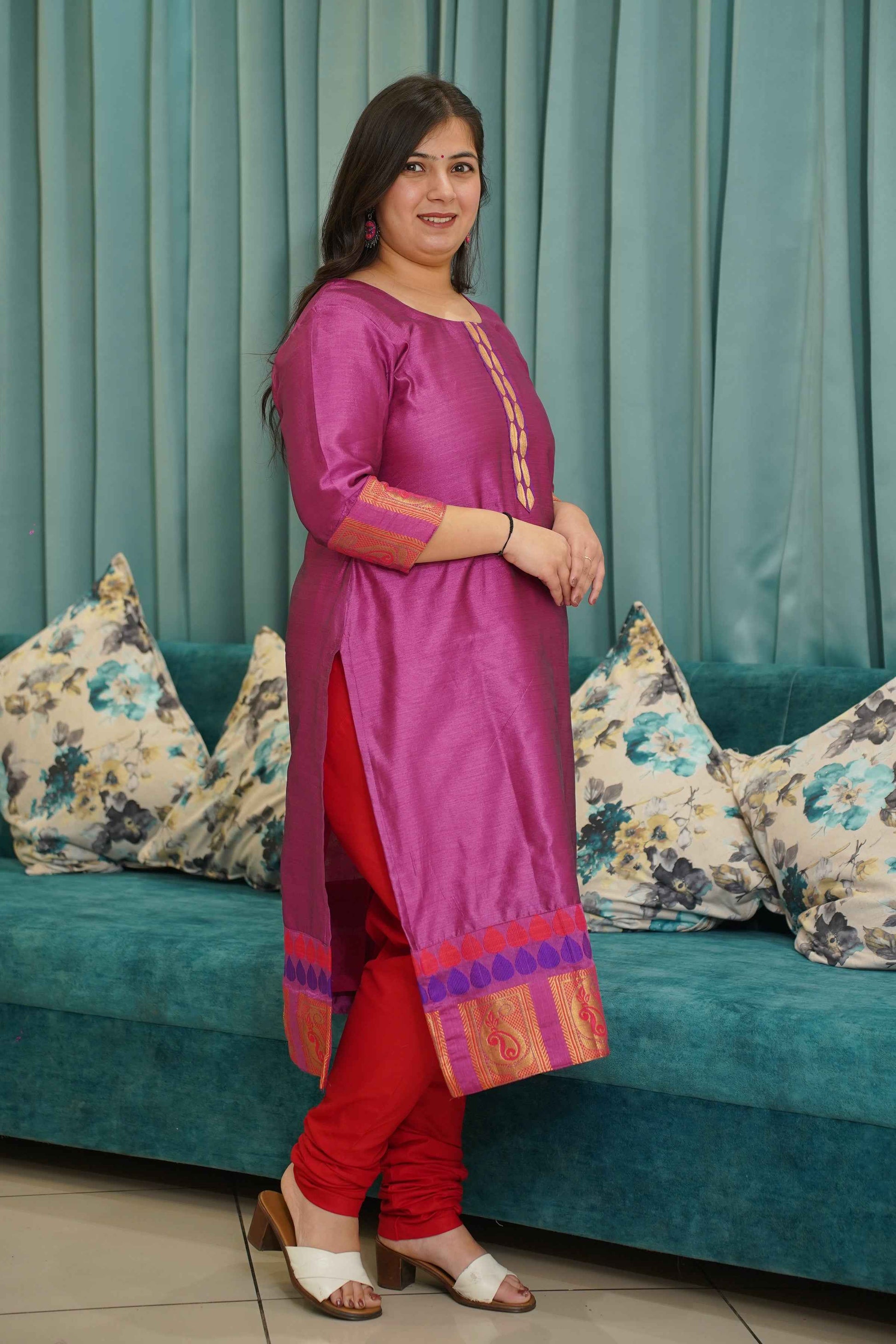 Fuchsia Flame Churidar Suit Set