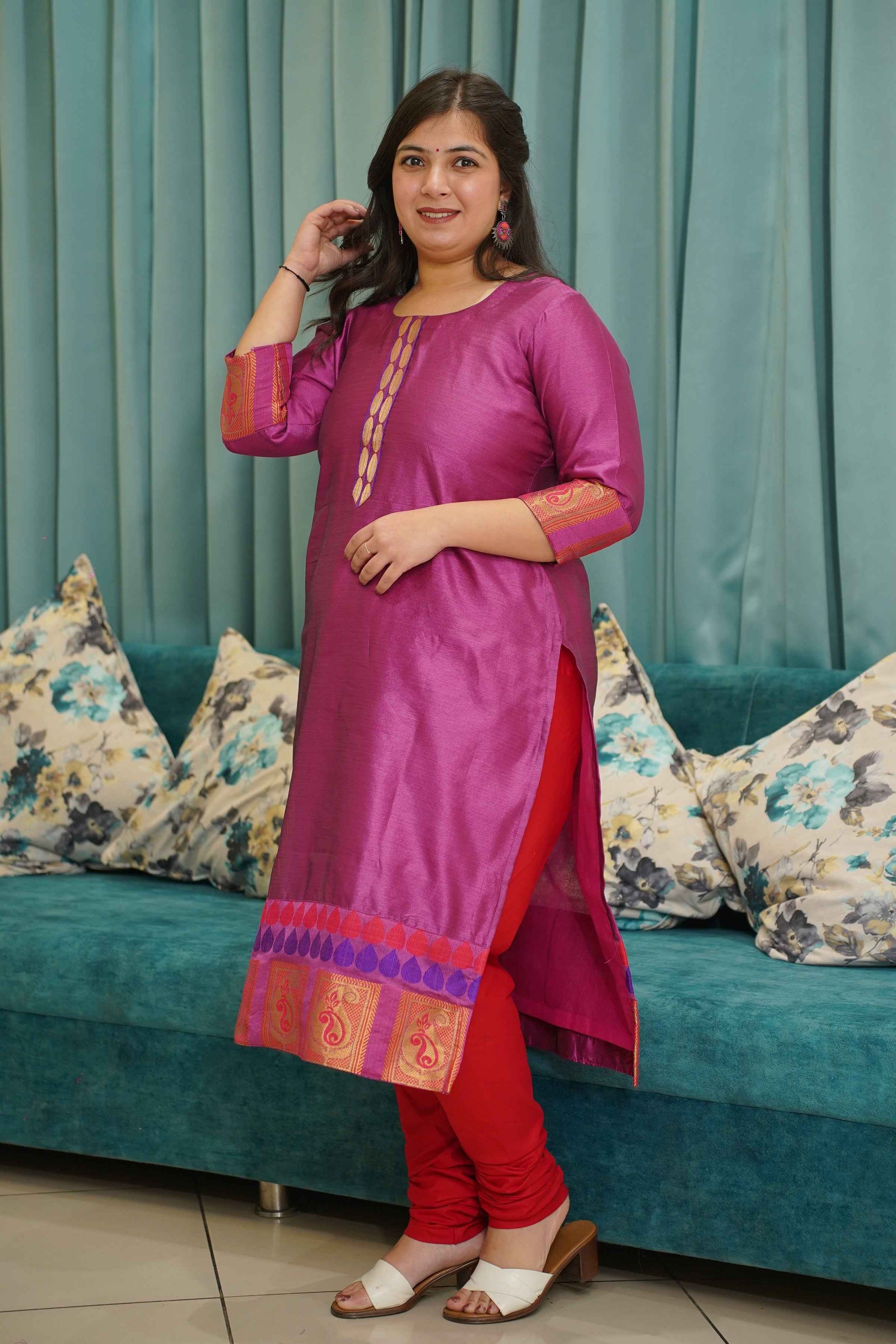 Fuchsia Flame Churidar Suit Set
