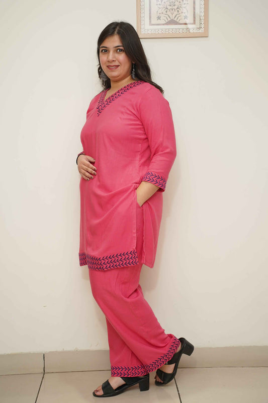 Pink Solid Co-ord Set