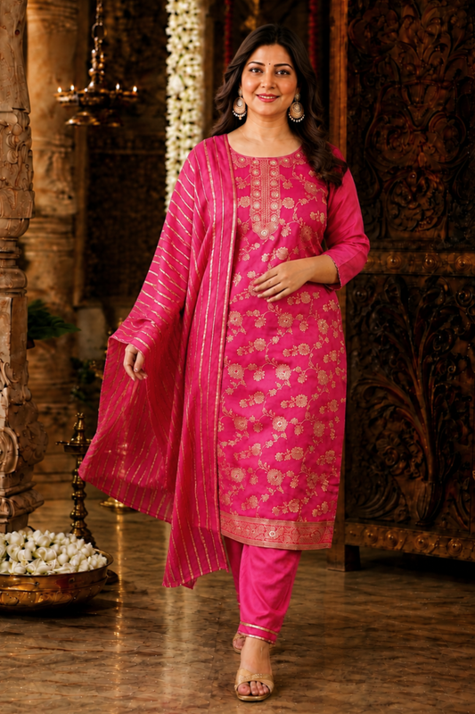 Tickle Me Pink Silk Suit Set