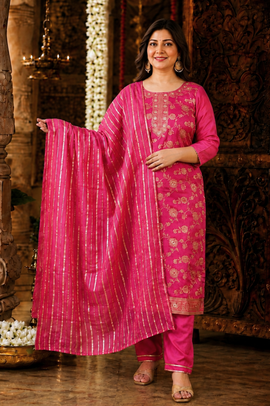 Tickle Me Pink Silk Suit Set