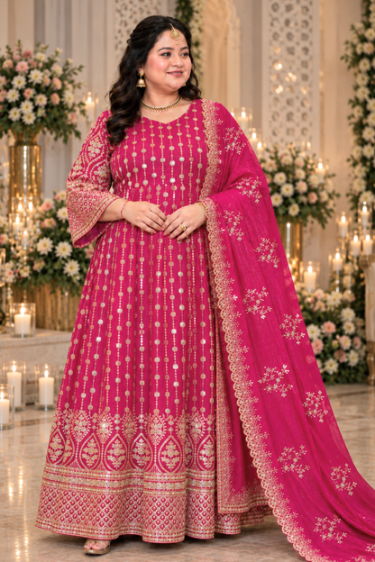 Roseatte Dazzle Embroidered Dress With Dupatta