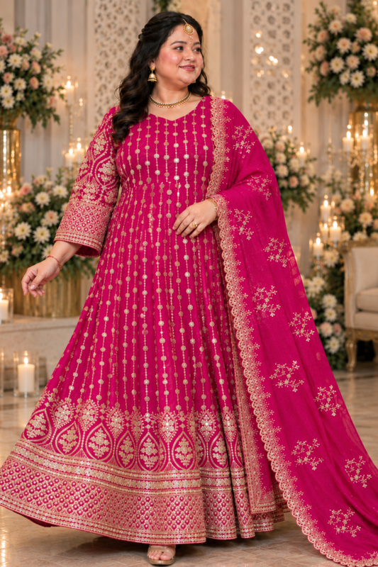 Roseatte Dazzle Embroidered Dress With Dupatta
