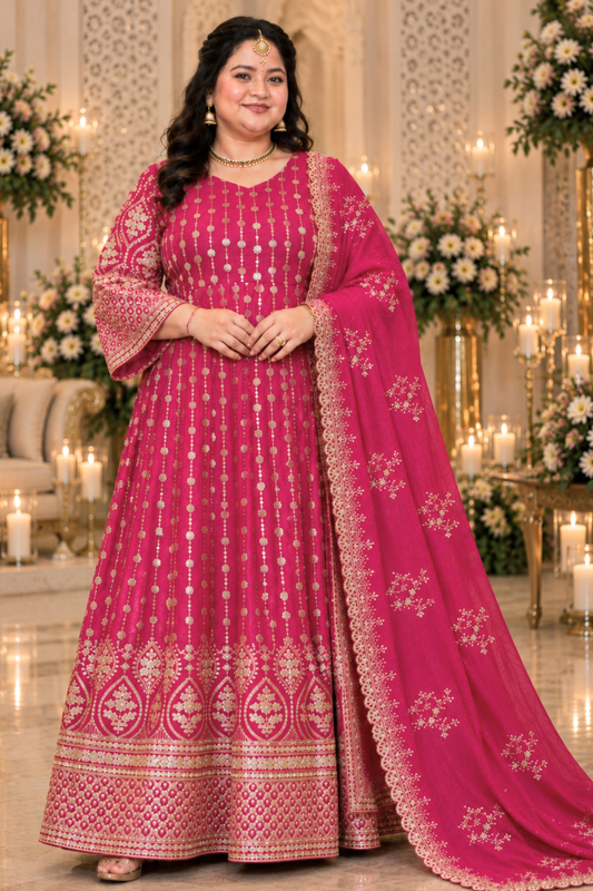 Roseatte Dazzle Embroidered Dress With Dupatta
