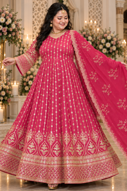Roseatte Dazzle Embroidered Dress With Dupatta