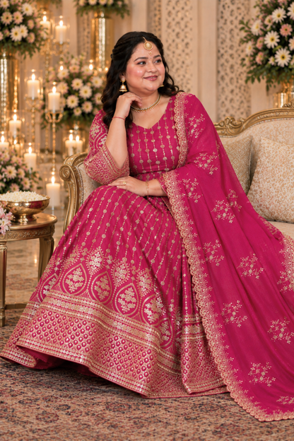 Roseatte Dazzle Embroidered Dress With Dupatta