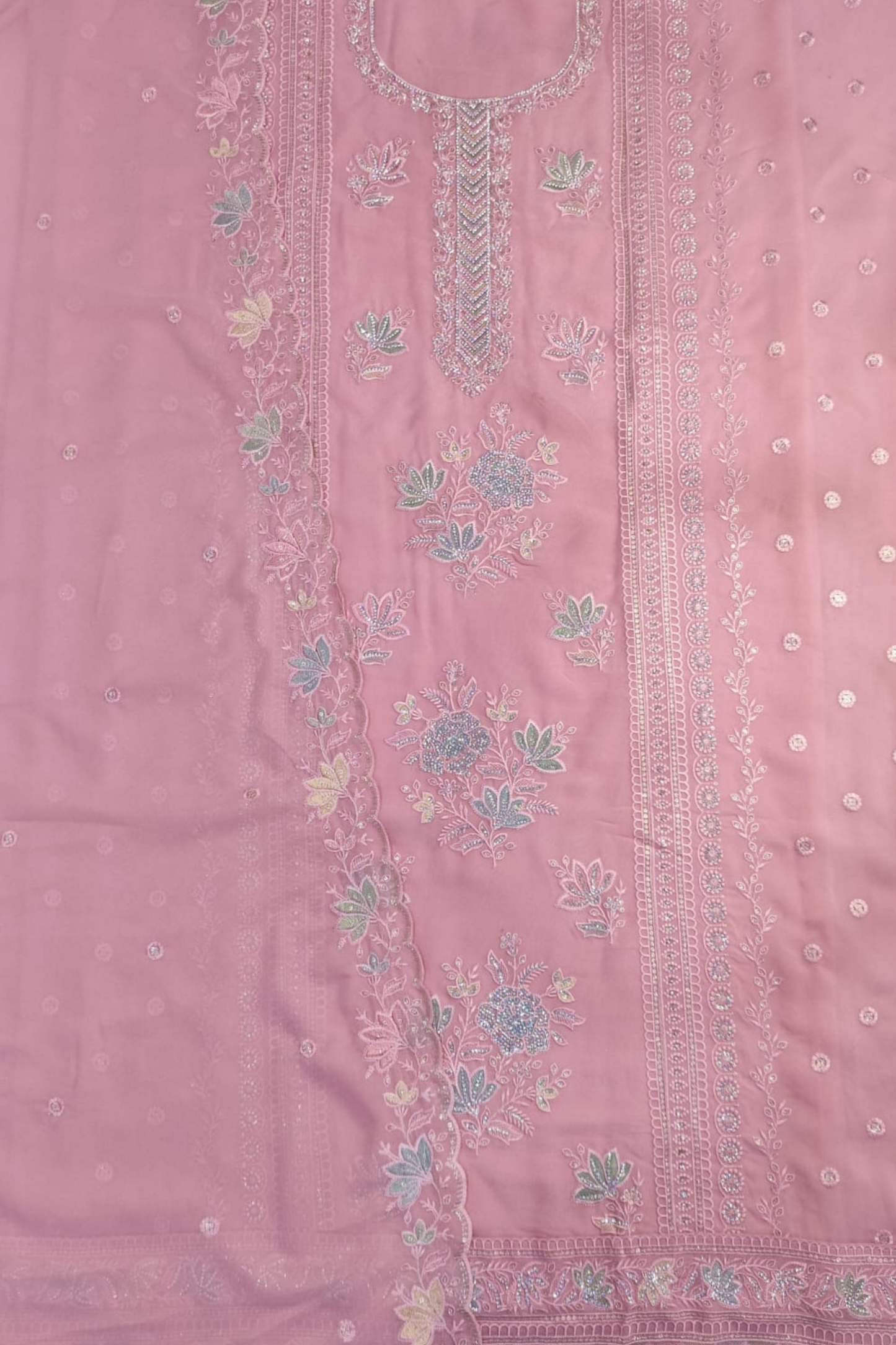 Pink Georgette Suit with Stone Work