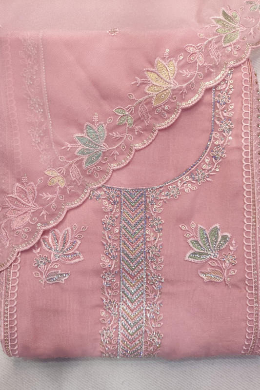 Pink Georgette Suit with Stone Work