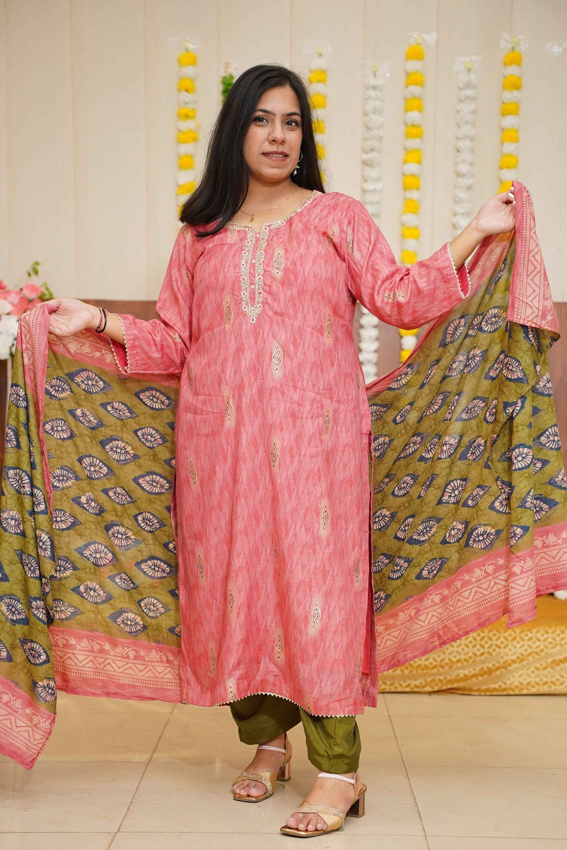 Pink Henna Muslin Suit Set