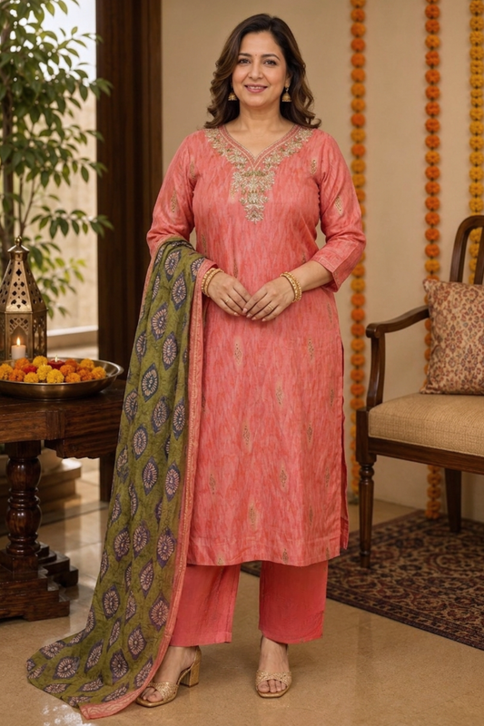 Gulaabi Dhun Muslin Suit Set