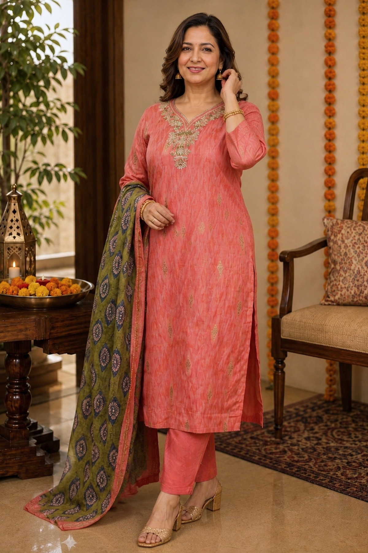 Gulaabi Dhun Muslin Suit Set