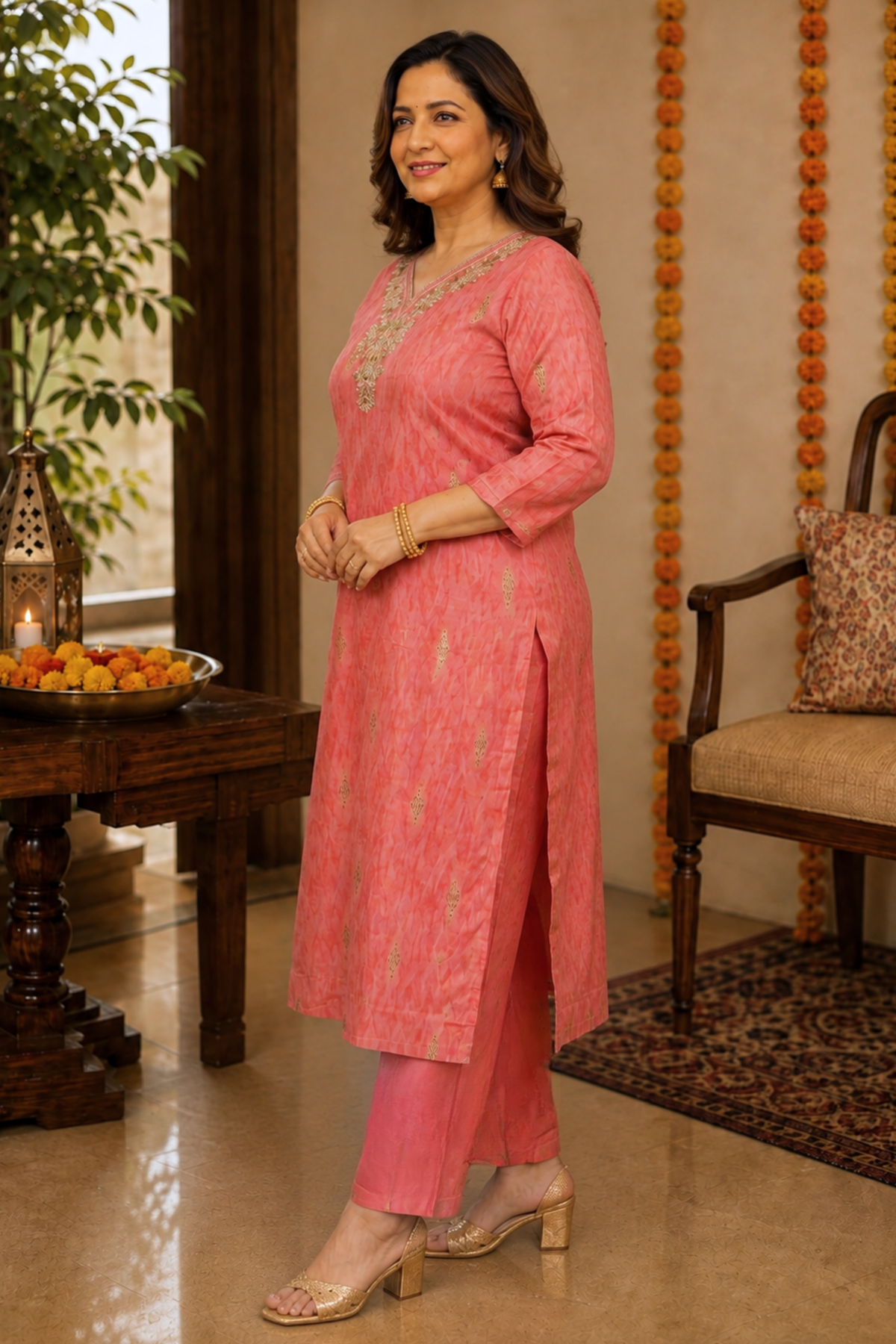 Gulaabi Dhun Muslin Suit Set