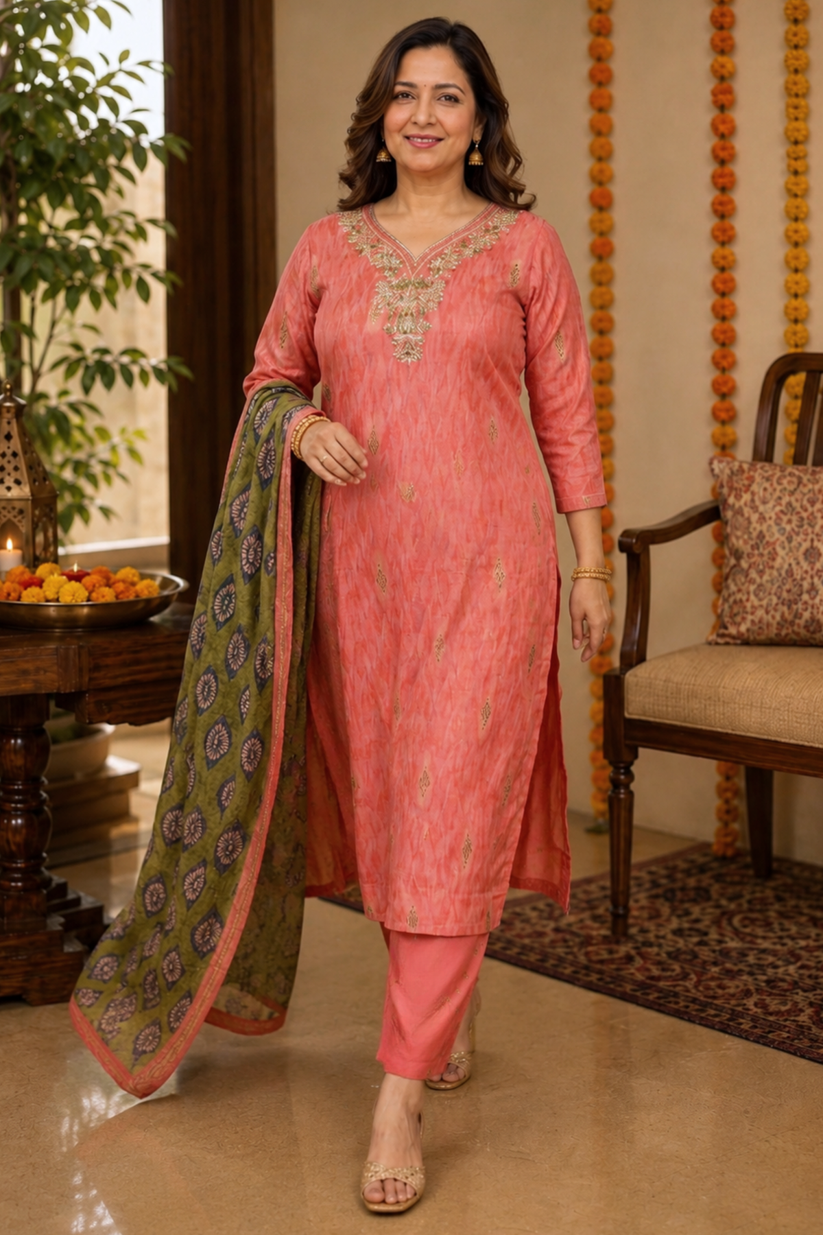 Gulaabi Dhun Muslin Suit Set