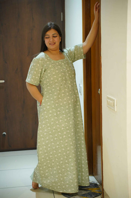 Pista Floral Cotton Night Gown