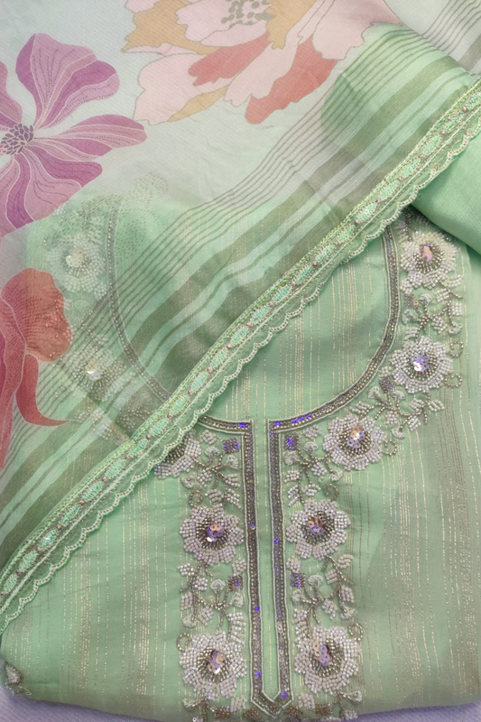 Pista Organza Sequined Unstitched Suit