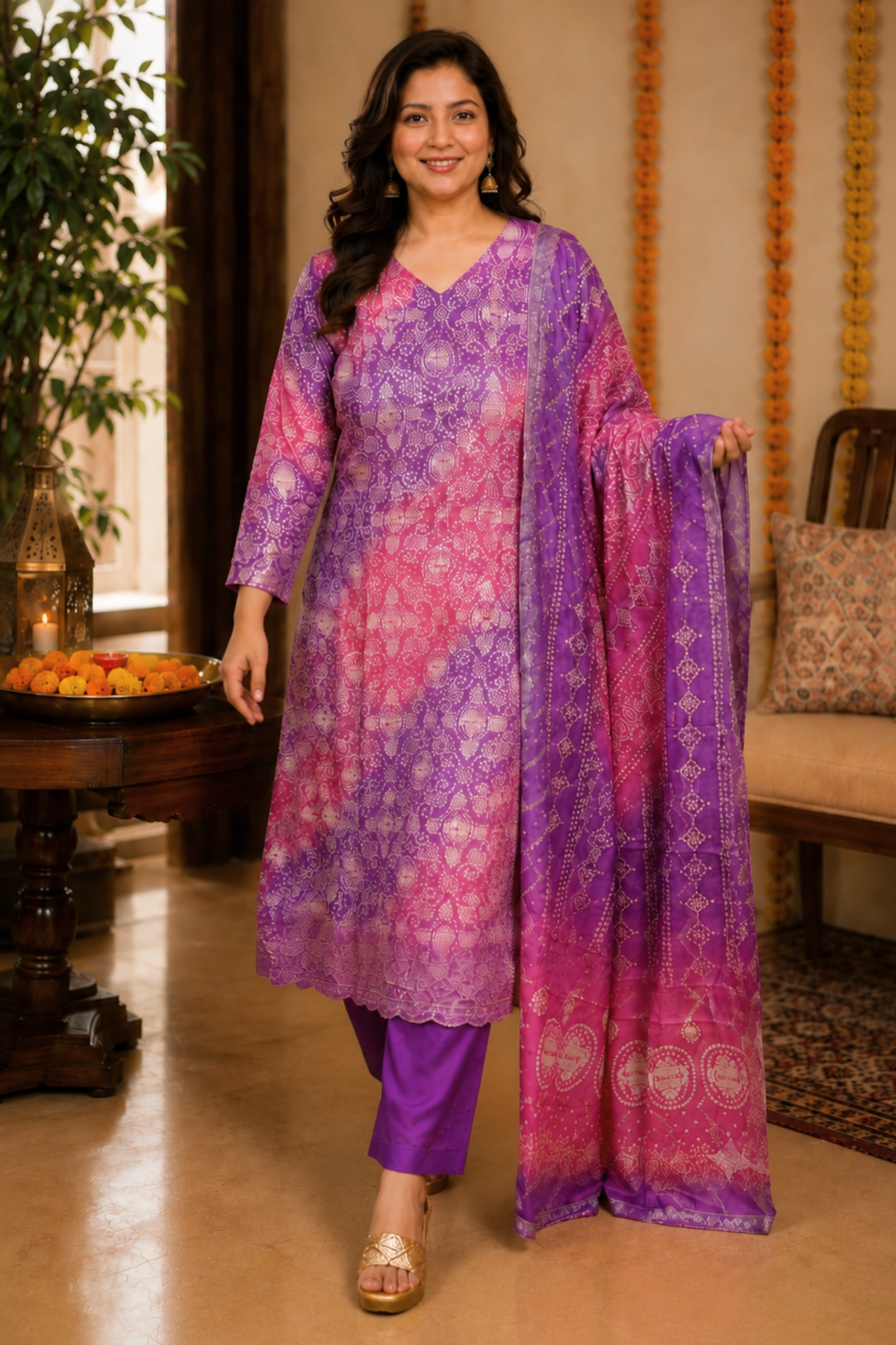 Rangila Mann Bandhej Suit Set