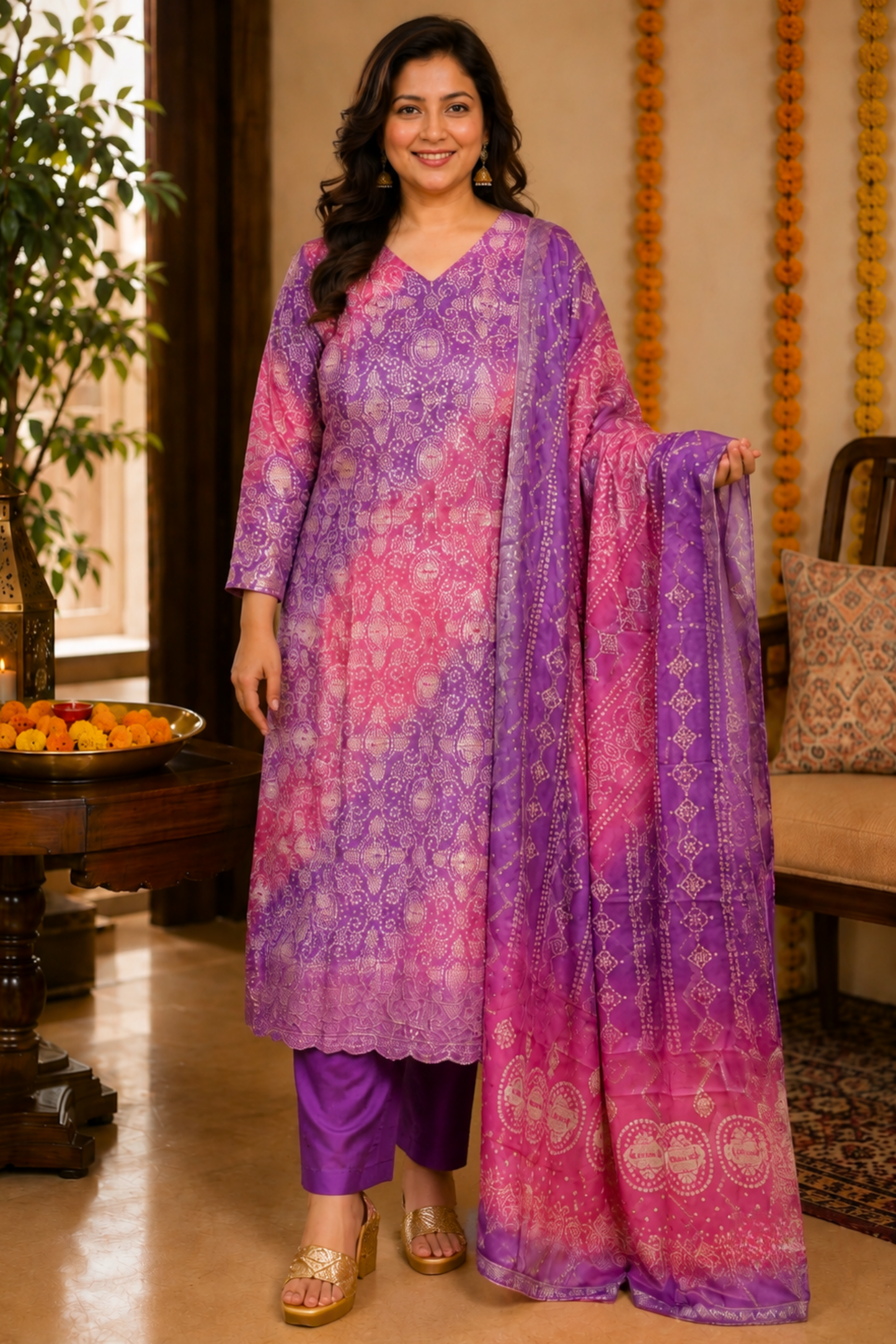 Rangila Mann Bandhej Suit Set