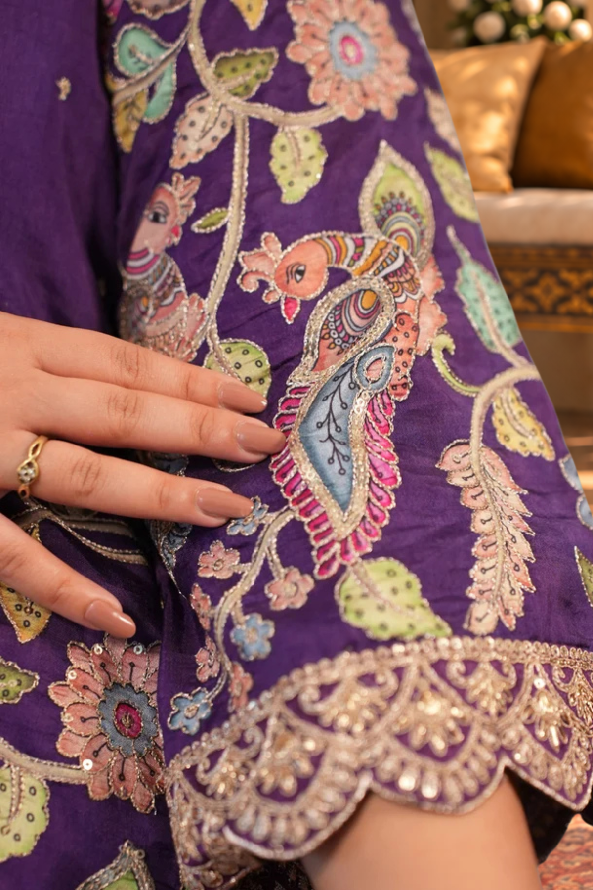 Ziya Purple Silk Co-ord Set With Placement Work