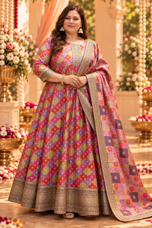 Yamika Jacquard Woven Silk Dress with Dupatta
