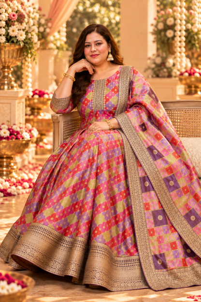 Yamika Jacquard Woven Silk Dress with Dupatta