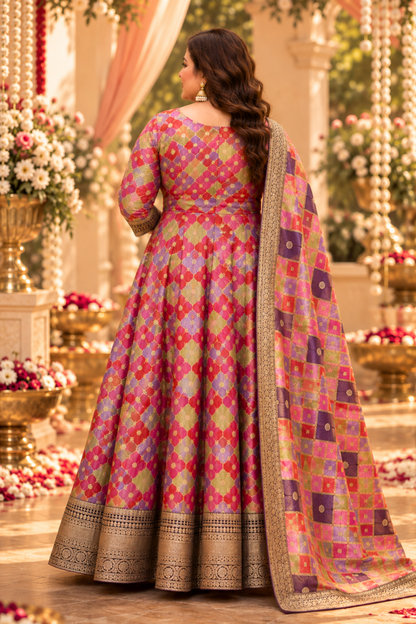 Yamika Jacquard Woven Silk Dress with Dupatta