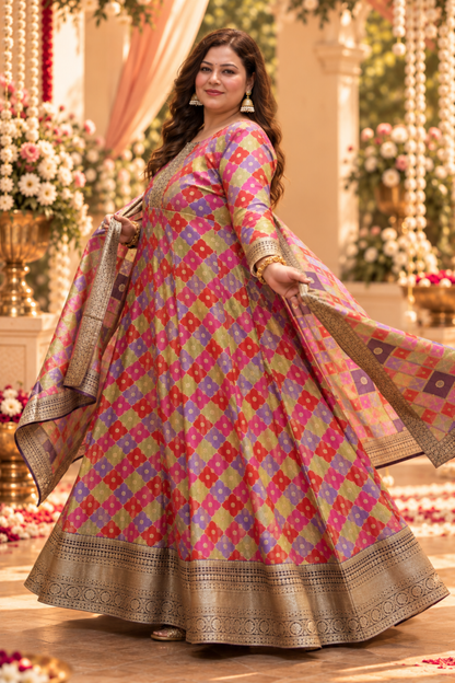 Yamika Jacquard Woven Silk Dress with Dupatta
