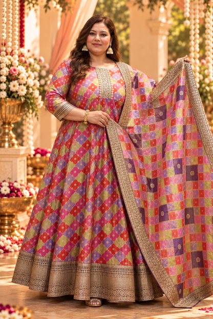 Yamika Jacquard Woven Silk Dress with Dupatta