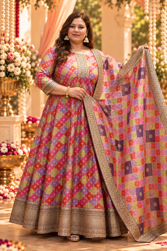 Yamika Jacquard Woven Silk Dress with Dupatta