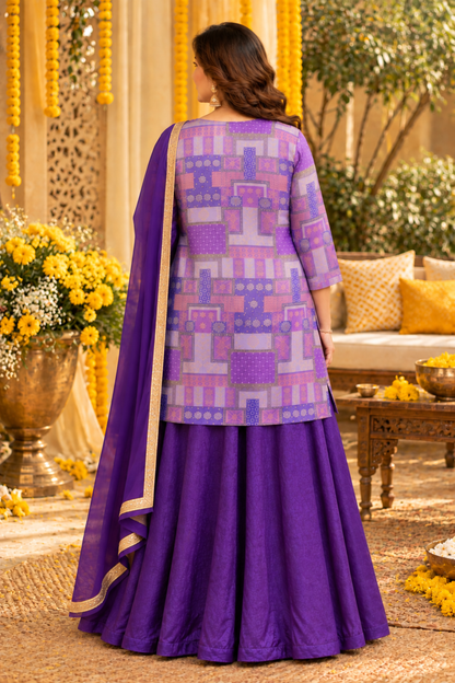 Anvika Silk Jacket Dress with Jacquard Weave
