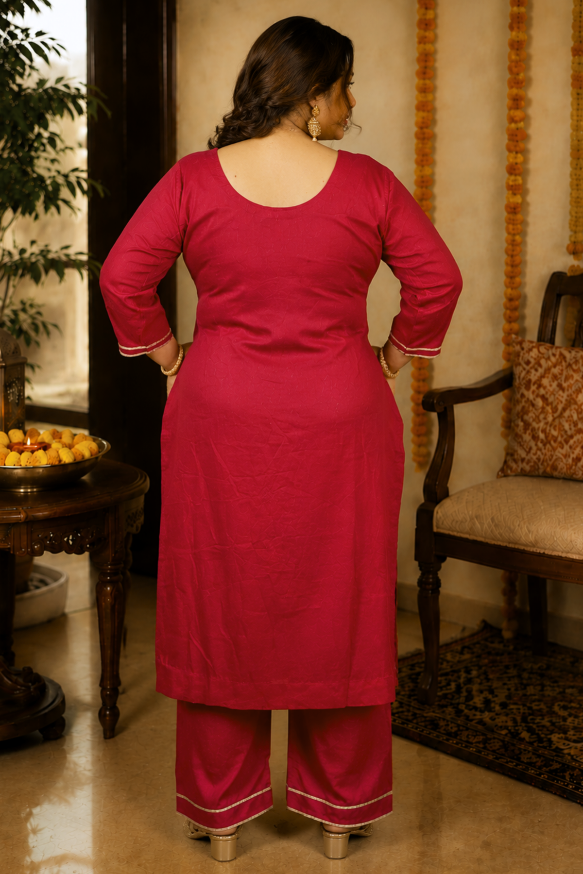 Shagun Red Embroidered Fancy Suit