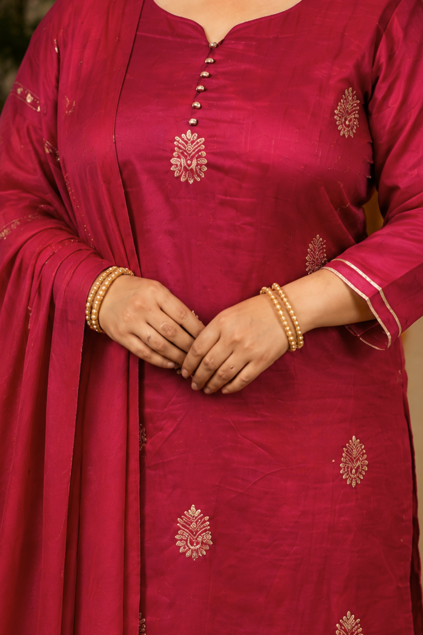Shagun Red Embroidered Fancy Suit