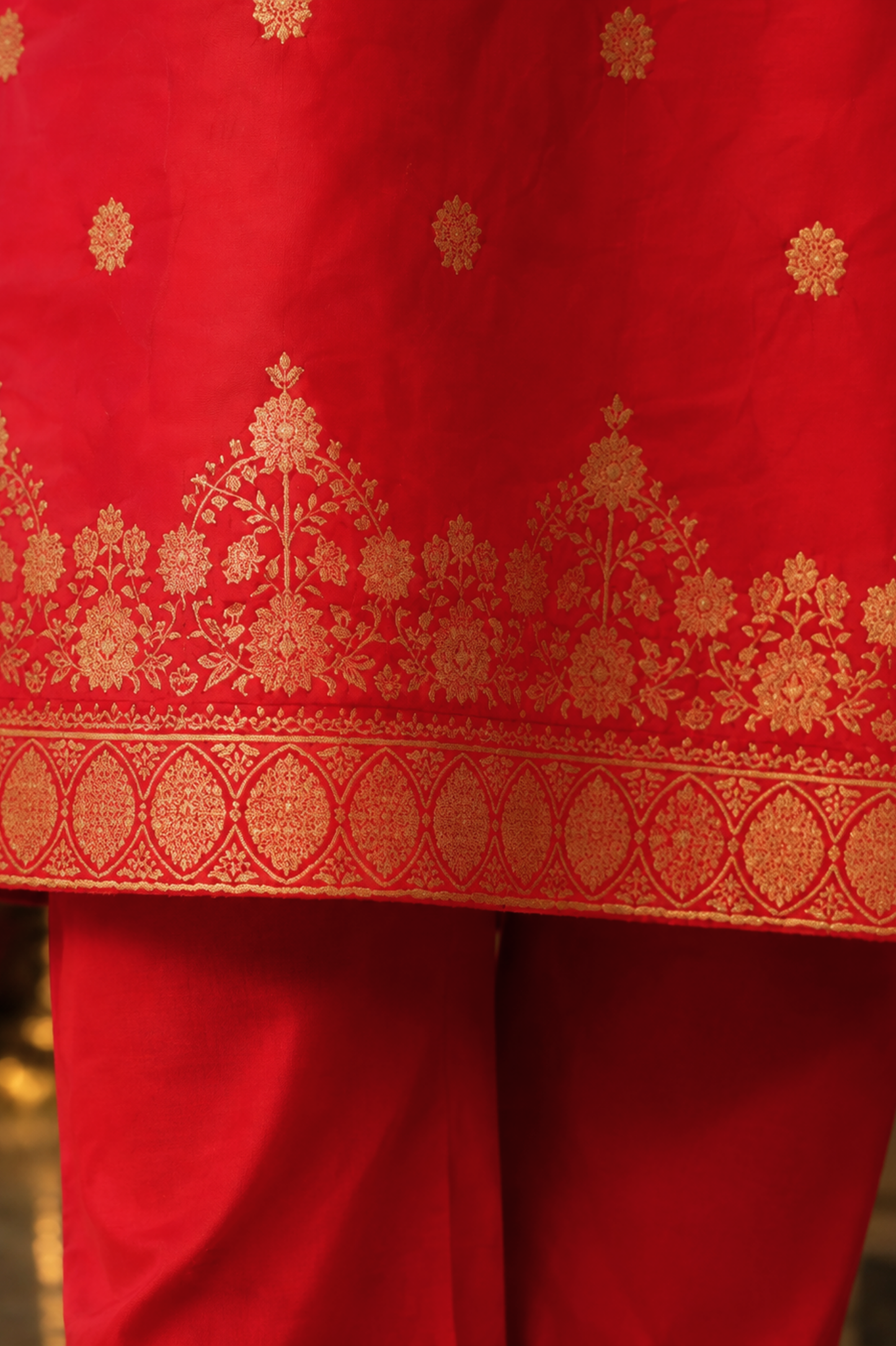 Katyayani Red Jacquard Silk Suit