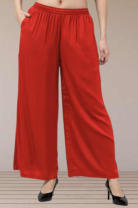 Red Flared Palazzo Pant