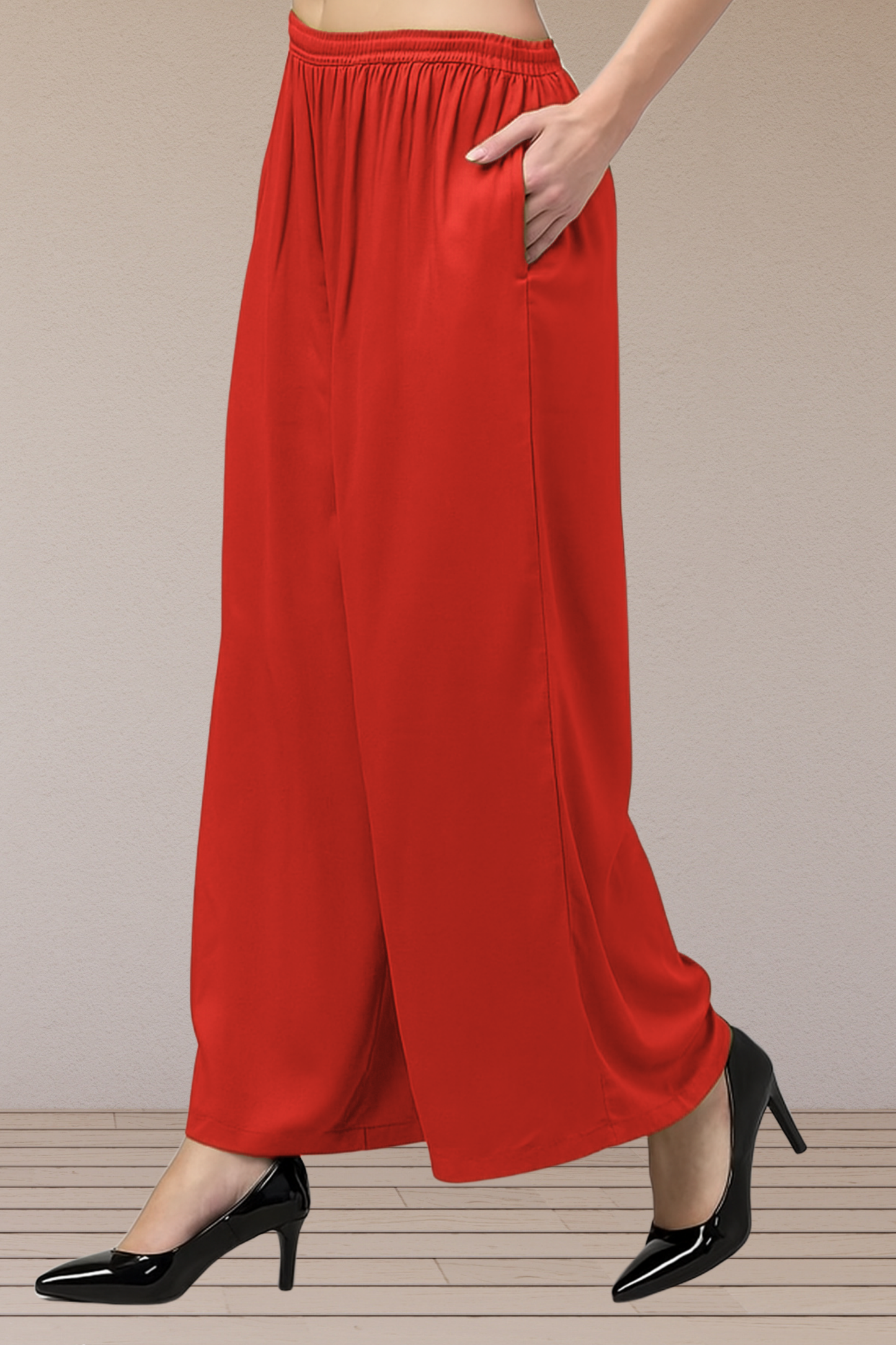 Red Flared Palazzo Pant