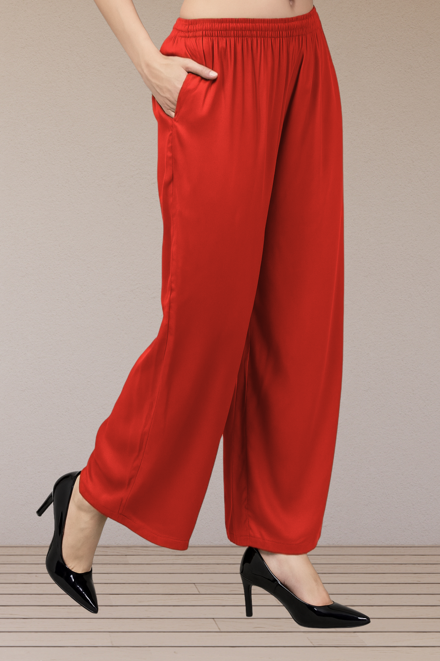 Red Flared Palazzo Pant