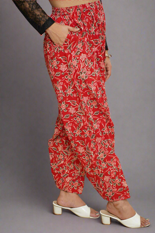 Red Floral Cotton Salwar